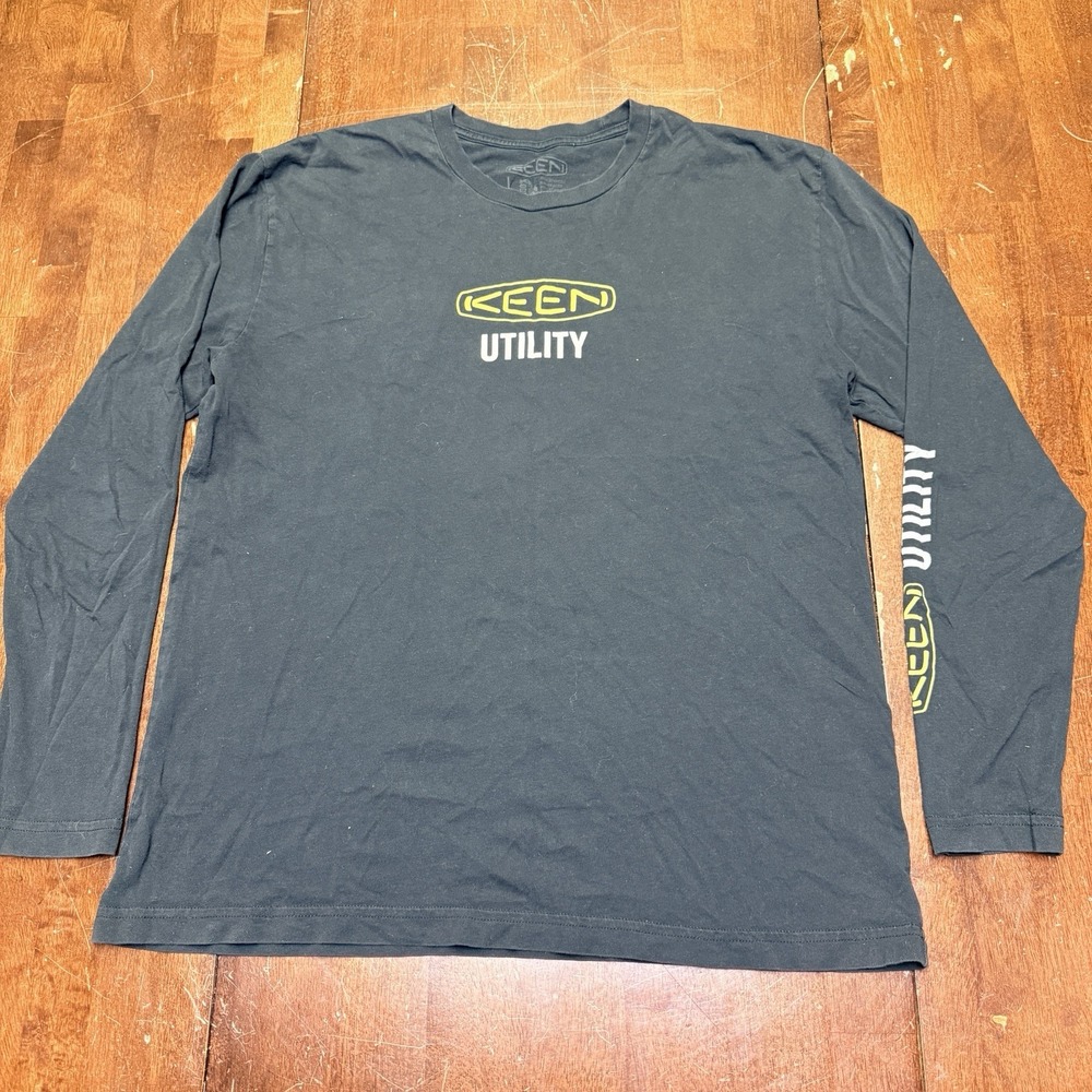 Keen‎ Utility Large Logo T-Shirt Black Organic Cotton Made in USA Long Sleeves